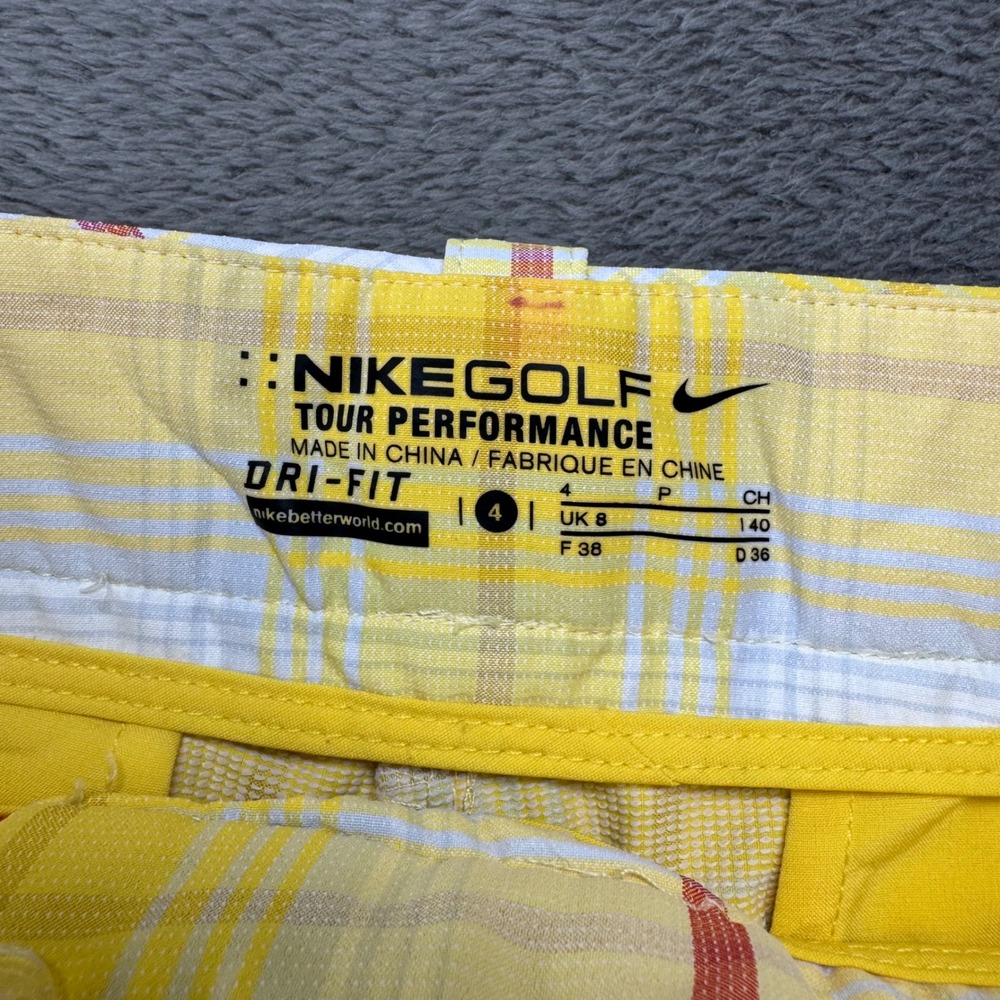 Nike Golf Tour Performance Plaid Shorts Women Size 4 Yellow Pink White Dri-Fit - Picture 4 of 13